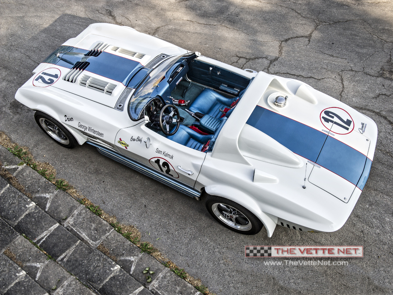 1964 Corvette Convertible White with Blue Stripe