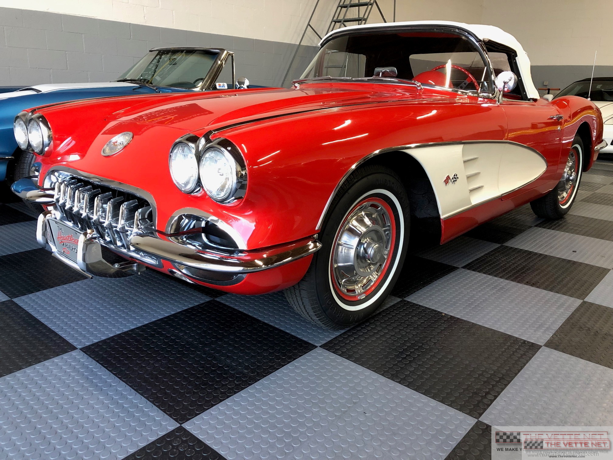 1959 Corvette Convertible Red with White coves